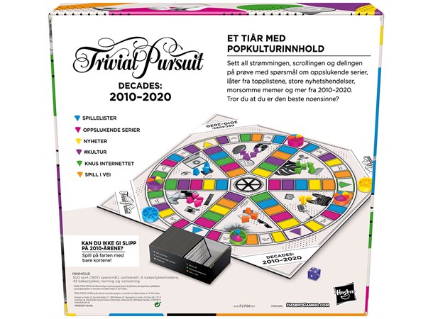 Trivial Pursuit Decades Brettspill Norsk utgave